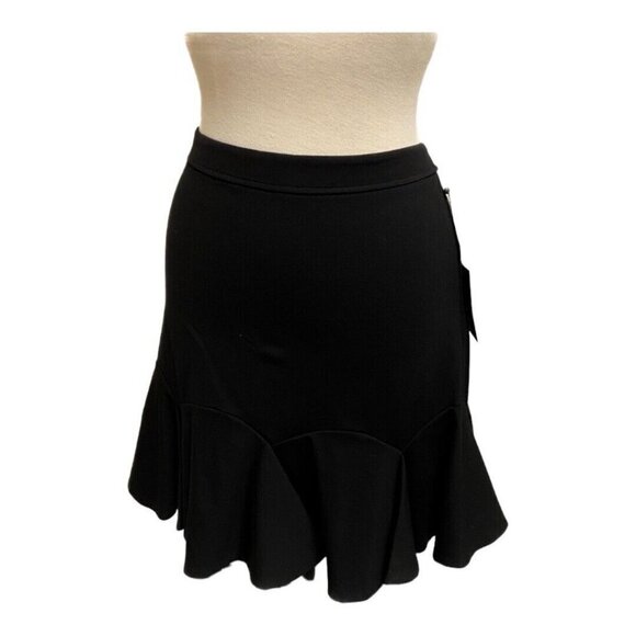 Vince Camuto Essentials Womens Miniskirt~Size 0~Rich Black Ruffle Flare Bottom - Picture 1 of 6